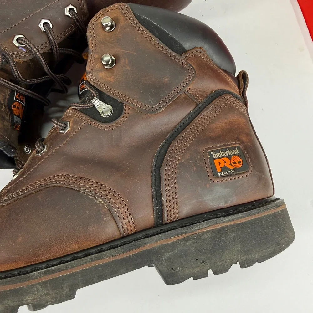 Timberland‎ PRO Work Boots Mens 11.5M Brown Steel Toe Leather Resistor A6801